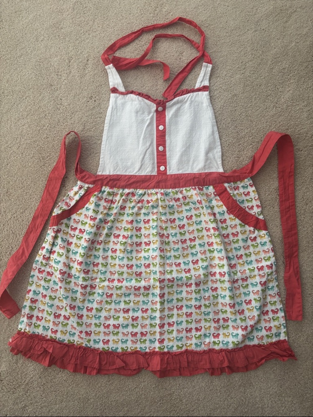 Cynthia Rowley Colorful Cat Kitten Fun Feline Kitchen Craft Apron